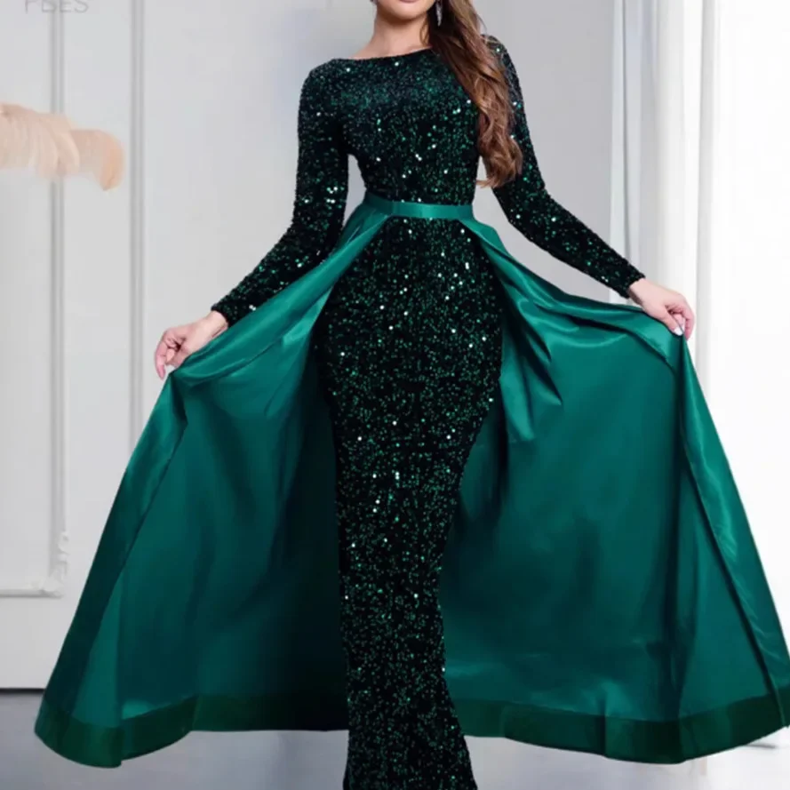 Moroder 2025 Damesbanket Lange mouwen Elegante Dame Gastheer Year-end Party Host Persoonlijkheid Koningin Strass Avondjurk