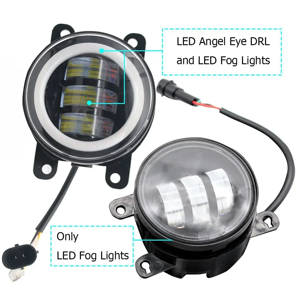 Led Fog Lights Assembly PTF W/ Lens For Mitsubishi Delica D:2 2013 2014 2015 Angel Eye DRL Signal Light Daytime Running Lamp