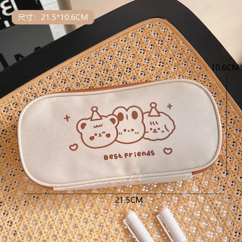 Canvas Large-capacity Pen Bag Aesthetic School Cases Kawaiii Stationery Pencil Pouch Kawaii Supplies Korean Organizer Pencilcase