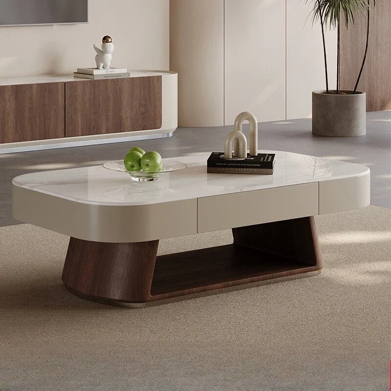 Korean Living Room Coffee Table TV Cabinet Combination Solid Wood Cream Wind Modern LuxuryFunky Mesa Auxiliar Unique Furniture