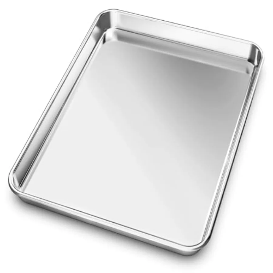 

Baking Sheet, Stainless Steel Baking Pans Tray Cookie Sheet Toaster Oven Tray Pan Cookie Pan, Non Toxic and Healthy, Superior M