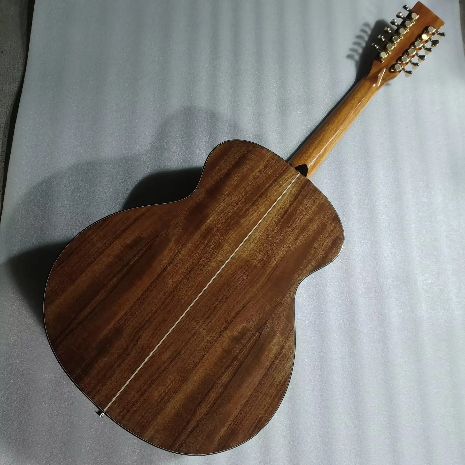 جيتار Lefty Koa مكون من 12 سلسلة لليد اليسرى بلمسة نهائية لامعة جيتار صوتي/كهربائي مخصص يتم شحنه من الولايات المتحدة الأمريكية والصين