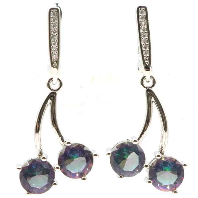 SheCrown 38x16mm Fancy Changing Alexandrite Topaz Color Changing Zultanite Mystic Topaz CZ Woman's Silver Earrings