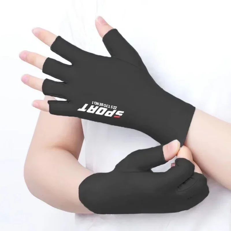 Eisseiden-Halbfinger-Fahrradhandschuhe, rutschfest, für Herren und Damen, Sommer, Outdoor-Sport, Fitness, Fahren, Angeln, hochelastisch – Detail 4
