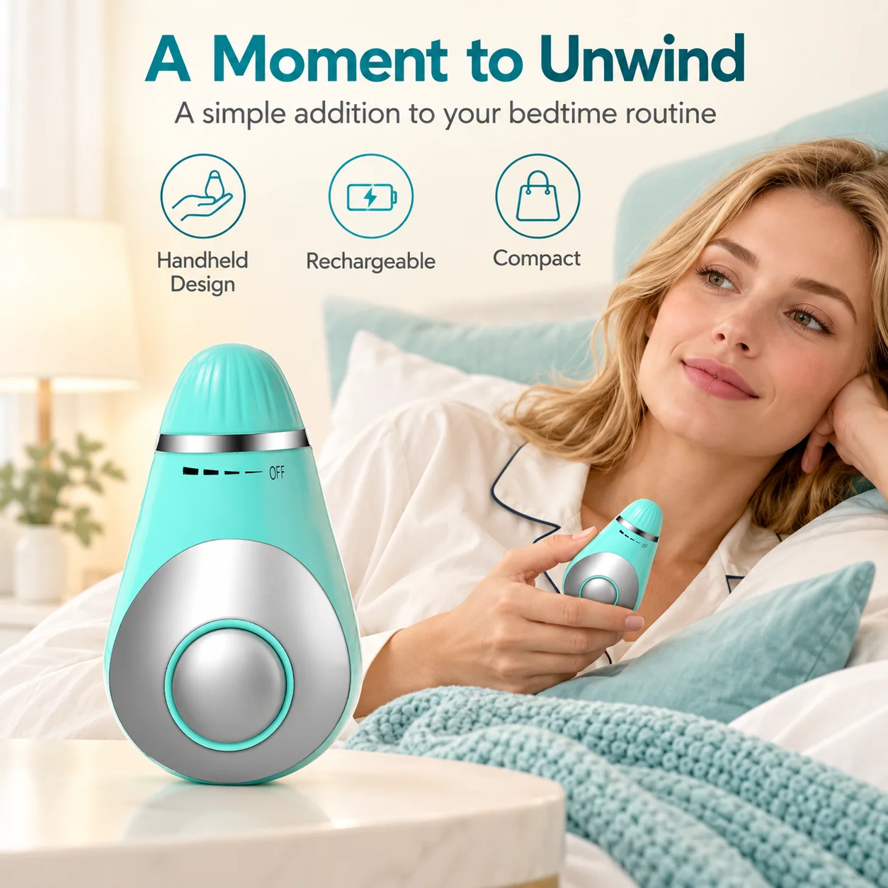 Handheld Sleep Aid Device Microcurrent Relaxation USB Rechargeable 20Min Auto Shut Off Portable Bedtime Companion Home Travel