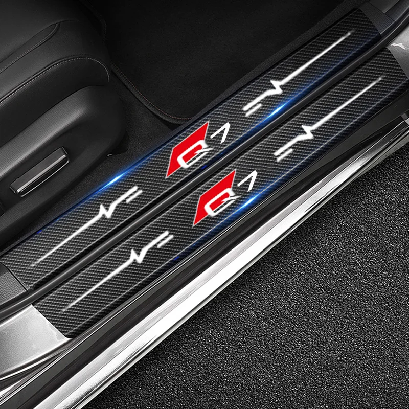 

Car Door Sill Door Edge Stickers Protector Plate for Audi Q7 Logo Carbon Fiber Anti-Scratch Cover Rear Trunk Bumper Strips Decal