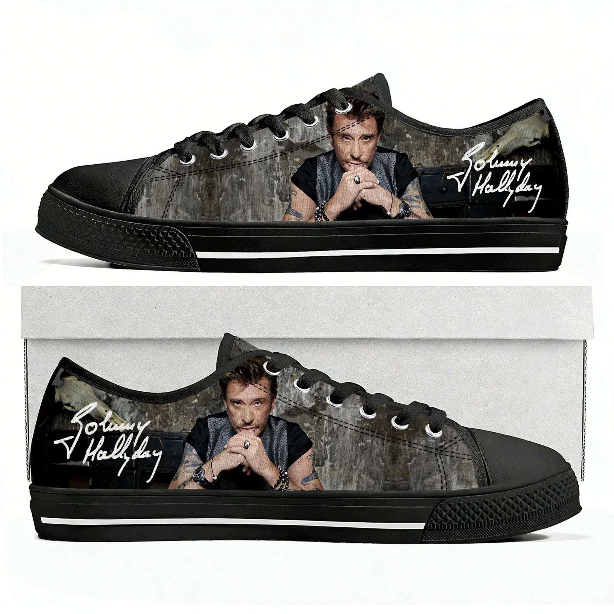 Johnny Hallyday Low Top High Quality Sneakers Pop Rock Singer Mens Womens Teenager Canvas Sneaker Casual Couple Hiking Shoes