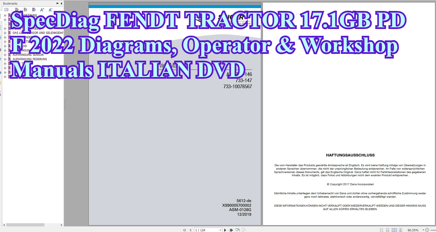 

SpecDiag FENDT TRACTOR 17,1 ГБ PDF 2022 Диаграммы, оператор и руководство по мастерской ИТАЛЬЯНСКИЙ DVD
