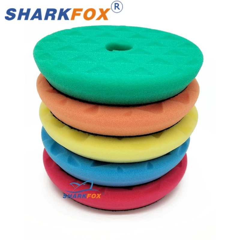 Sharkfox 5/6inch Triangle Foam Sponge Polishing Pads Round Shape For DA/RO/GA Machine