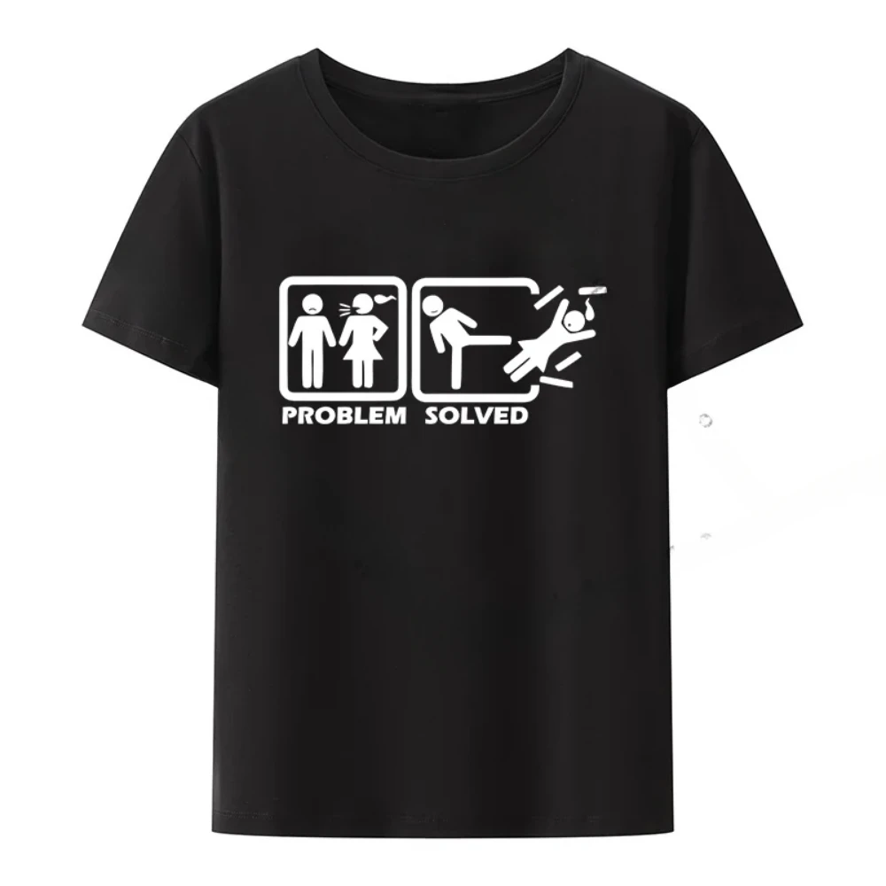 Fisherman Father Dad Birthday Gifts T Shirt Summer Casual Graphic T Shirts Wife Problem Solved Funny Fishing Lover Gift T-shirt