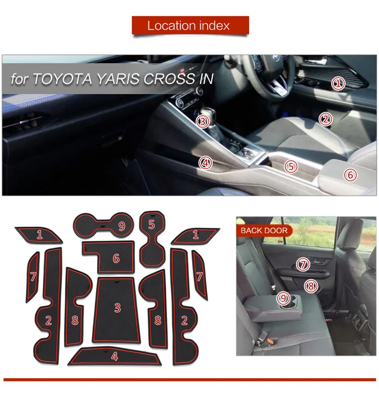 For 2023 Toyota Yaris Cross IN door slot pad central cup dust-proof decorative cover storage modification