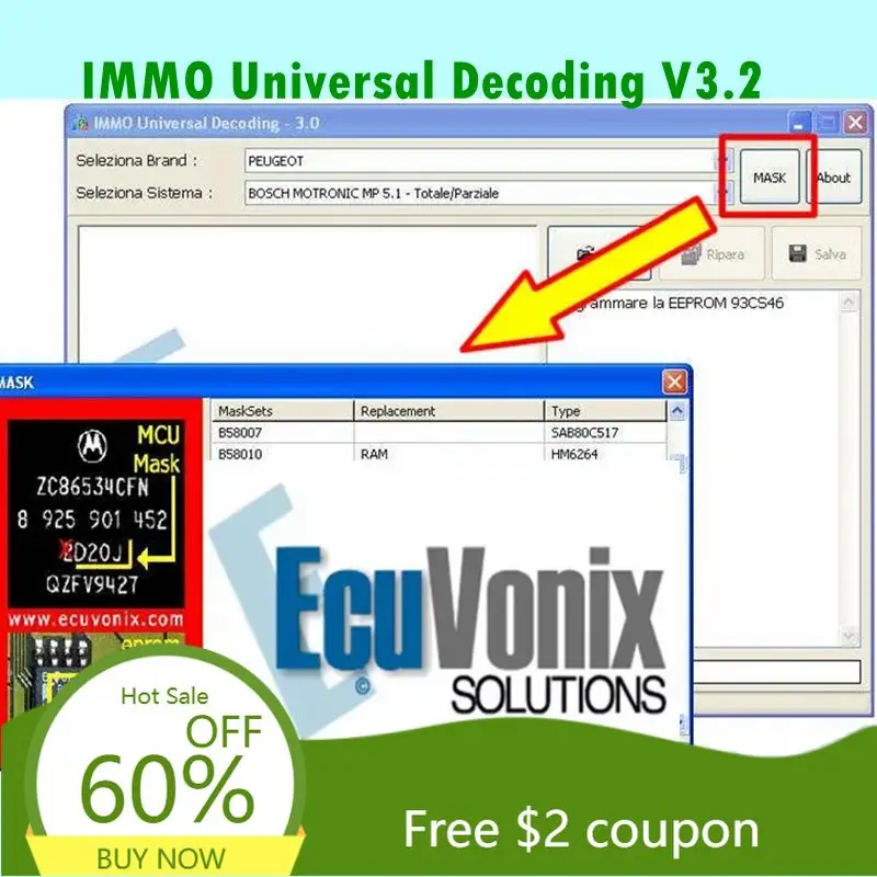 

НОВЫЙ EcuVonix 3.2 IMMO Универсальное декодирование V3.2 Удаление IMMO выключения с Keygen Unlimited Crack EcuVonix 3.2 Отправить ссылку или CD или USB