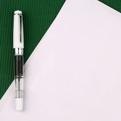 PENBBS 309 Acrylic Iridium Fountain Pen Fine Nib 0.5mm Silver Clip Piston Ink Pen Office Writing Gift Office Supplie Stationery