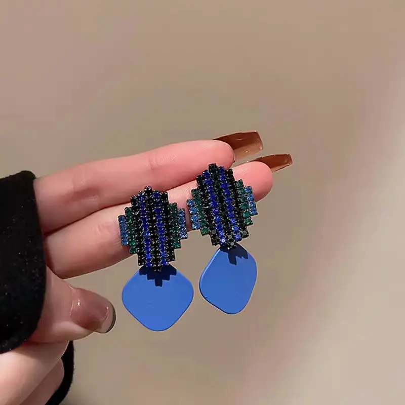 Klein Blue High-end Earrings Korean Light Luxury White Earrings Earrings for Women Jewelry Gift