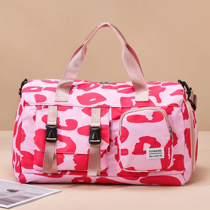 Fashionable Leopard Print Sports Gym Bag Weekend Overnight Bag, Ideal for Outdoor Travel, Swimming, Fitness and Camping Storage