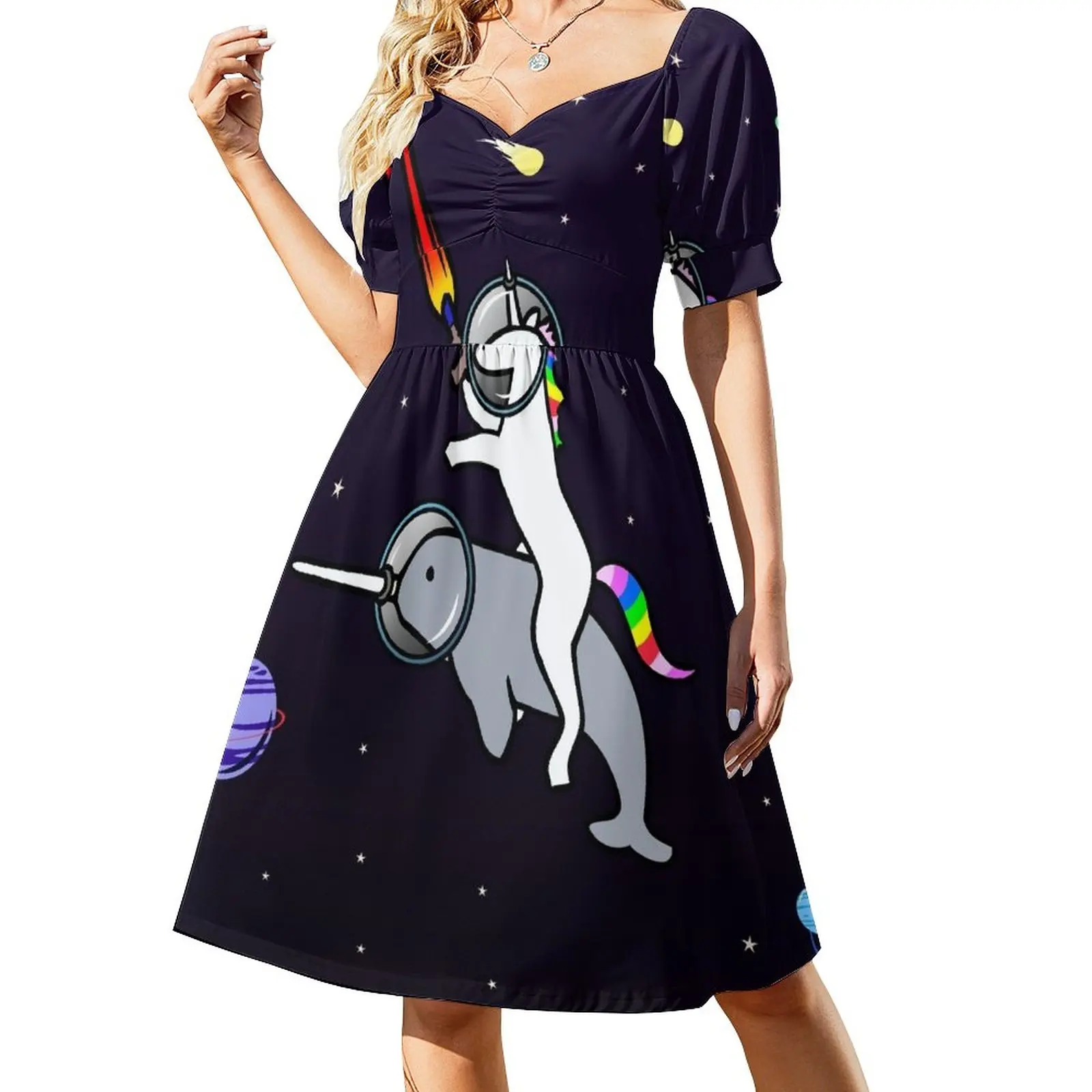 Unicorn Riding Narwhal In Space Sleeveless Dress dresses ladies 2024 summer Beachwear