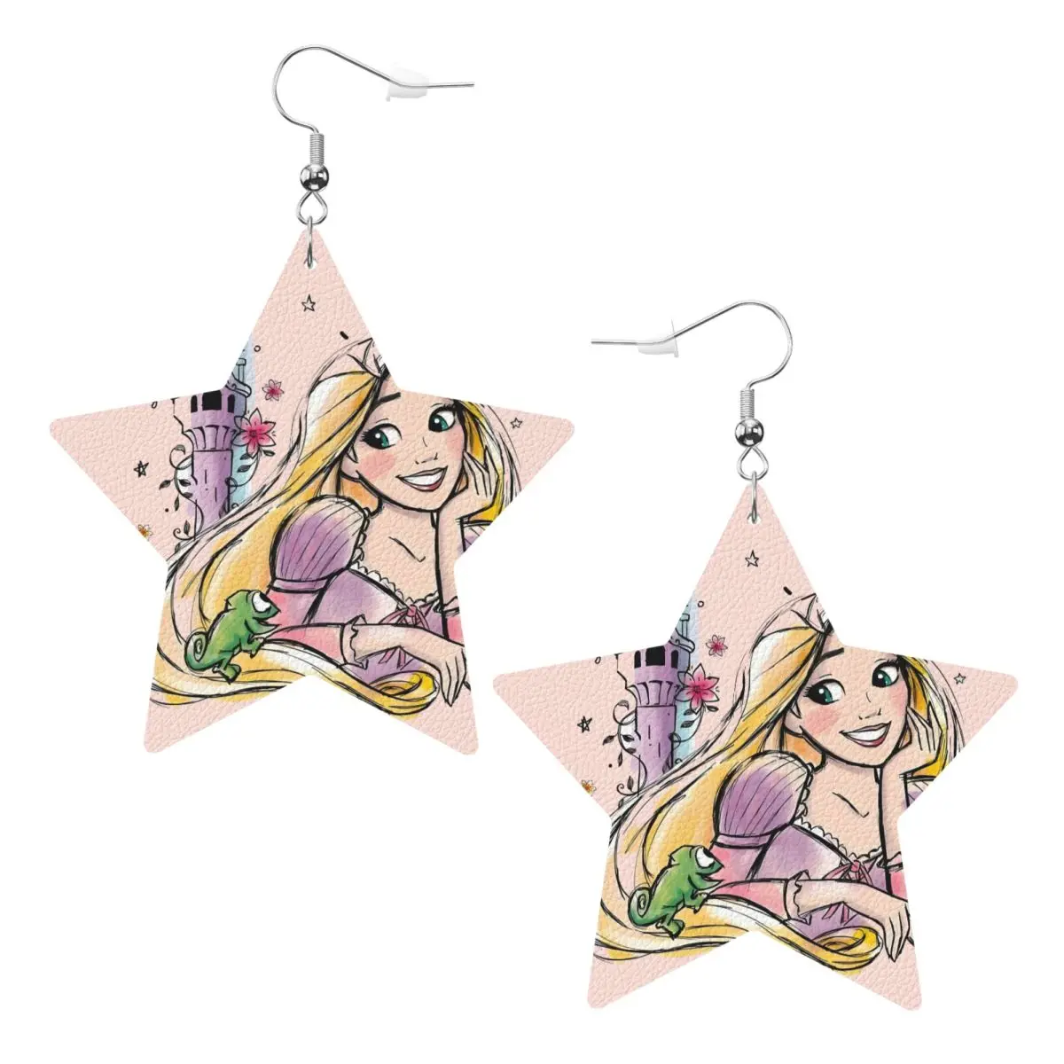 

Custom Princess Tangled Dangle Drop Earrings Leather Earrings for Women Fashion Cartoon Funny For Valentine's Day