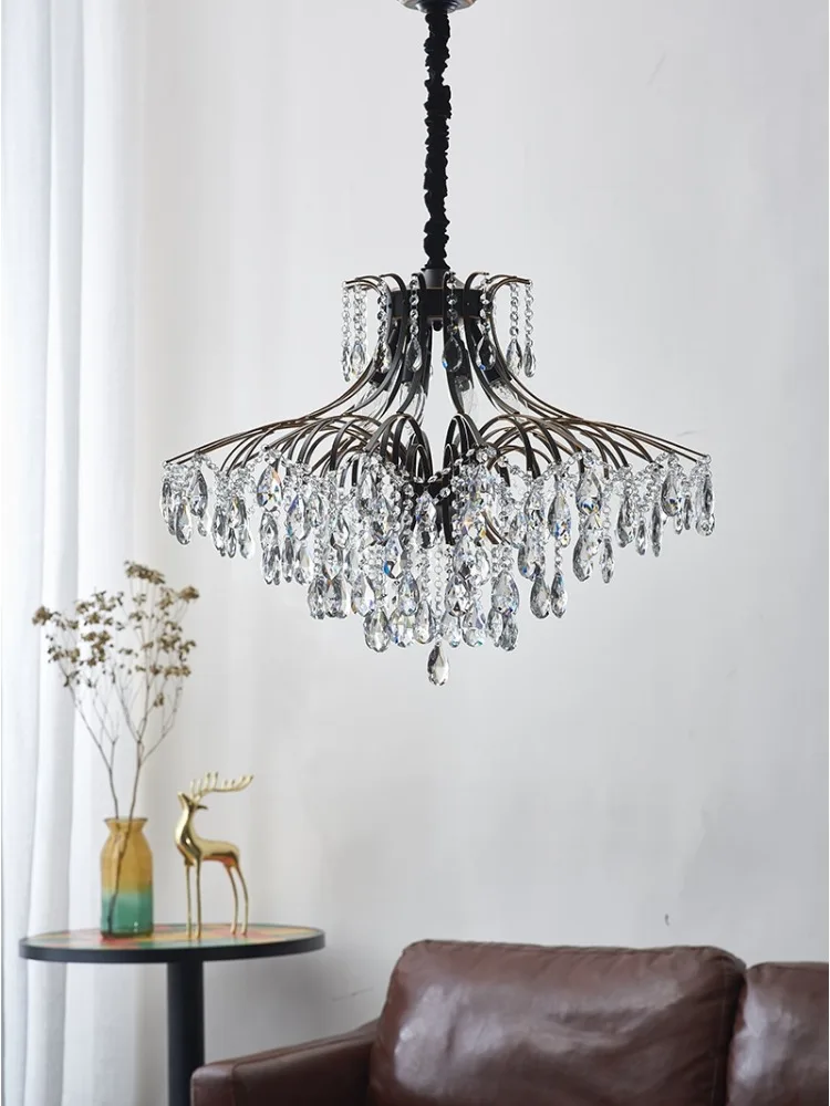 Living Room Lamp American Luxury Crystal Lamp French Retro Villa Restaurant Chandelier European Bedroom Designer Stair Lamp