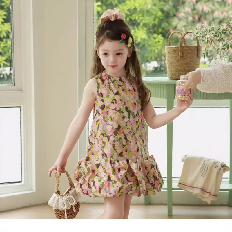 

Girls' clothing, girls' dress, floral sweet fluffy dress2026New children's summer clothing