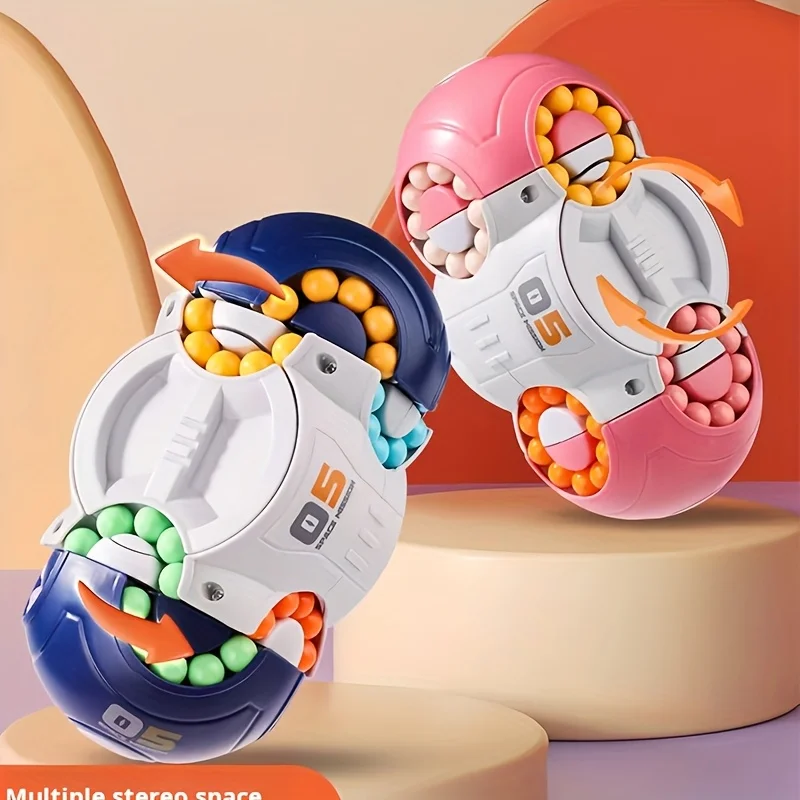 Eight-sided Rotation Finger Magical Bean Magic Cube Mind Brain Teaser Game Fingertip Fidget Toy Decompression Stress Relief Toys