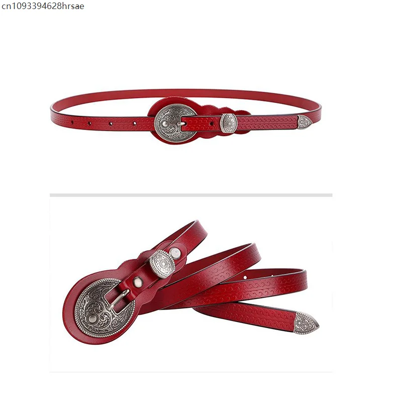 Medieval Vintage Waist Belt Thin PU Leather Belt Straps Lady Elegant All-match Knot Pin Buckle Belts Rivet Waistband Cosplay