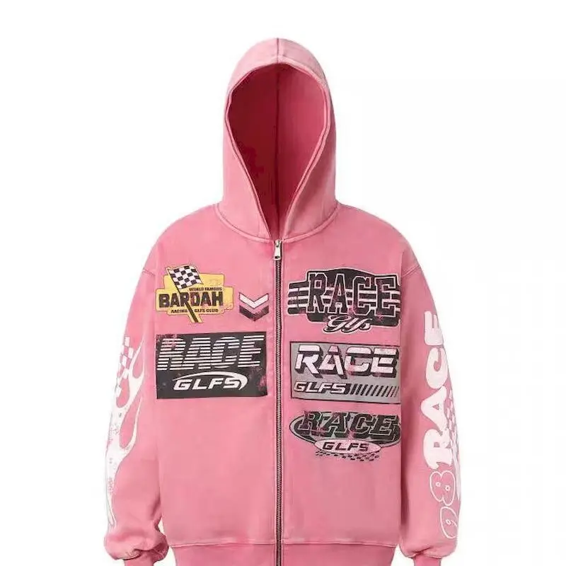 Original Vintage Hoodies for Women Men Fashion Loose Hooded Sweatshirt Caots Motorcycle Slogan Zip Up Cardigans Hoodie Jackets