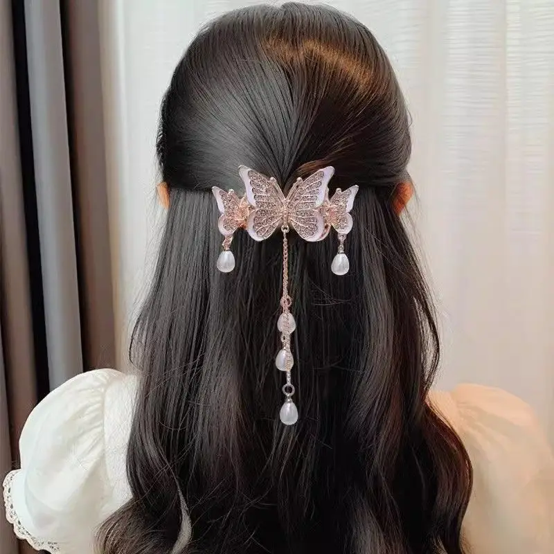 

Female New Headwear Rhinestone Butterfly Tassels Small Hair Clips Women Girls Casual Festivals Hair Accessories Ladies' Headband