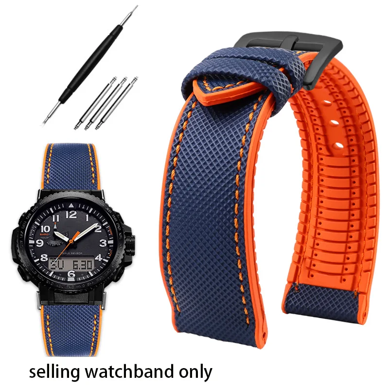 

Ремешок силиконовый для CASIO PROTREK, брезентовый браслет для мужских часов, аксессуары для часов, 23 мм