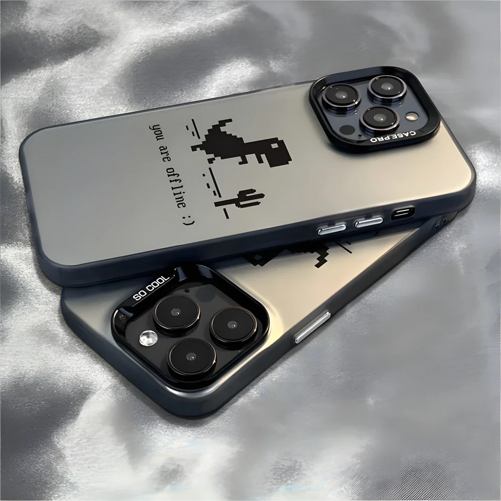 

Funny No Internet T-Rex Dinosaur Case for iPhone 16 15 12 13 11 14 Pro Max XR 7 8 Plus Hard IMD Plastic Matte Cover for Men Boys