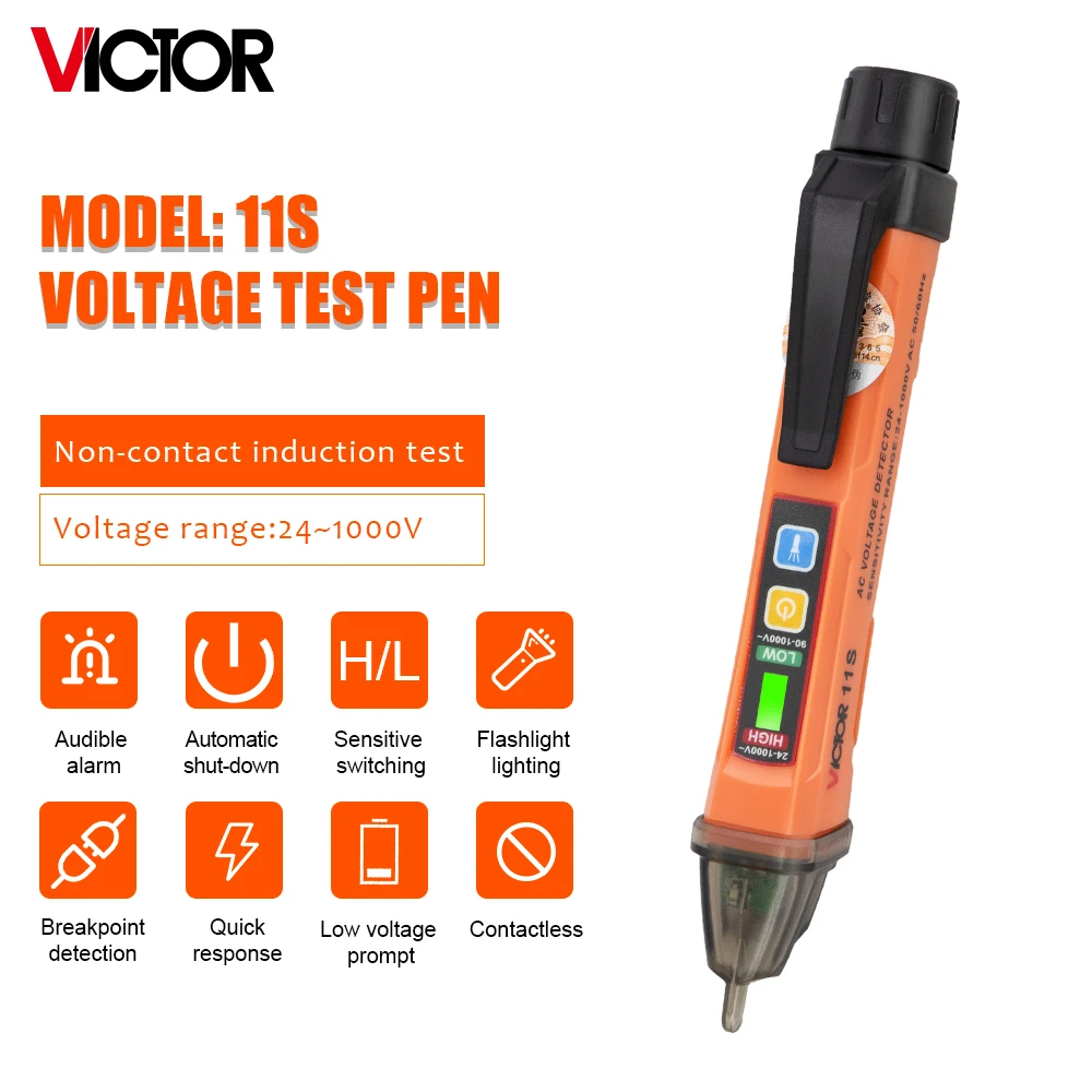 VICTOR 11S Non contact AC Voltage Detector AC voltage Induction Range 24V/90V -1000V High / Low Adjustable Sensitivity Range