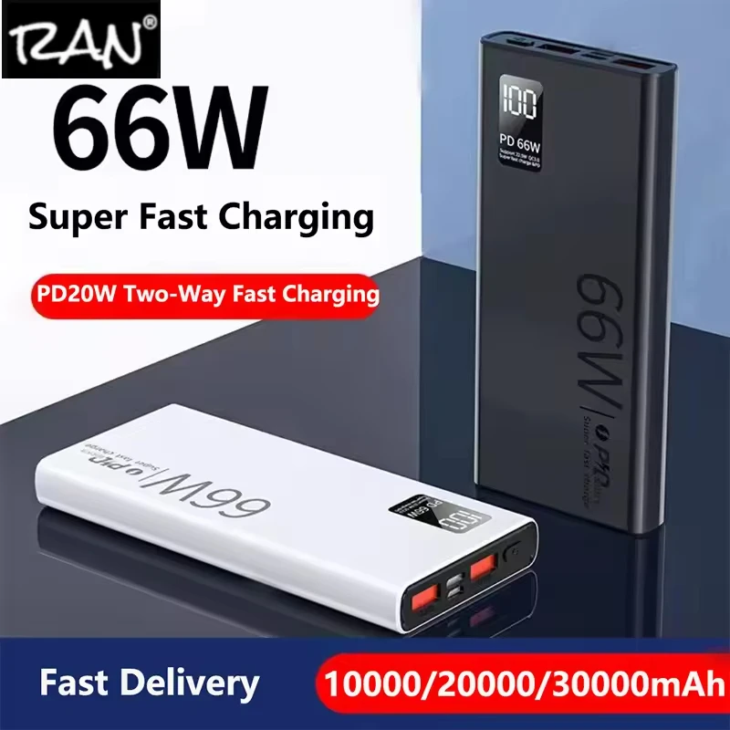 New 30000mAh Power Bank 66W Super Fast Charging For iPhone 13 14 Huawei Xiaomi Samsung PD 20W External Battery Charger Powerbank