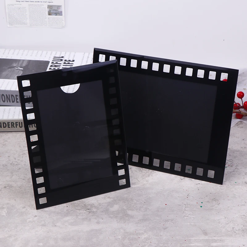 Set da 2 pezzi di cornici per foto Black Filmstrip con supporto - Espositore fotografico classico in bianco e nero per decorazioni da tavolo e da parete