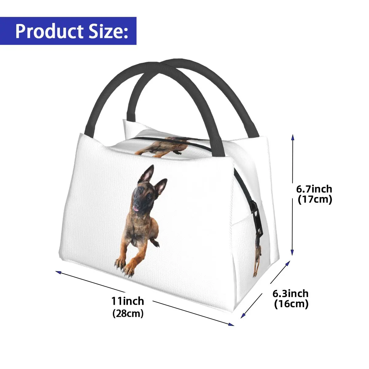Belgian Shepherd Dog Malinois Insulated Lunch Bag for Women Picnic Storage Food Boxes Container Cooler Thermal Lunch Box Tote
