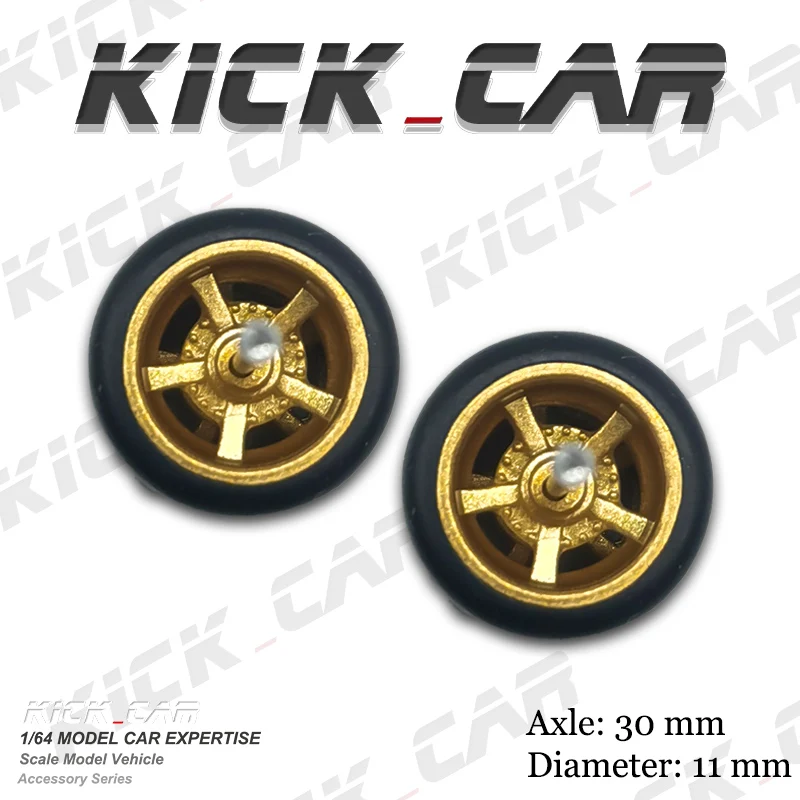 KICARMOD 1/64 ABS Wheels with Rubber Tire Pentagon Styles Modified Parts 11mm Diameter for Model Car Toy Hotwheels