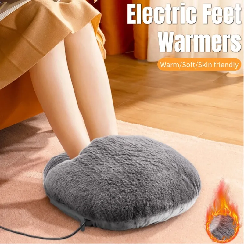 

USB Electric Foot Warmer Electric Foot Heating Pad Washable Winter Warm Foot Plush Warmer Heater for Home Bedroom Feet Warmer