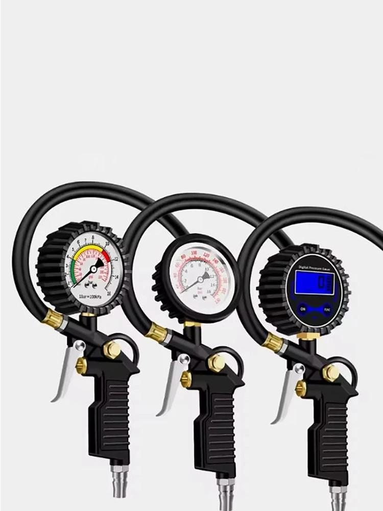 Manomètre de pression des pneus 220psi, manomètre d'air, moniteur de pression des pneus de voiture, gonfleur de pneus avec tuyau Flexible pour voiture, camion, moto