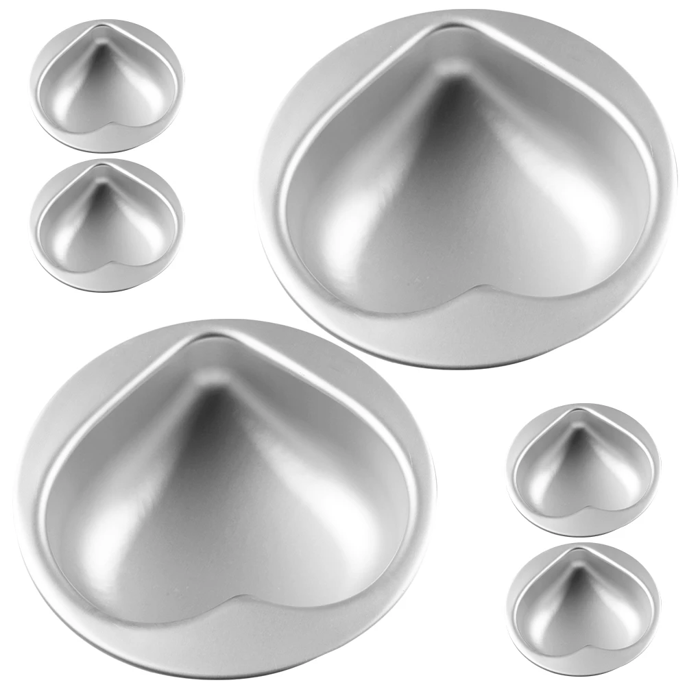 

6 pcs Heart Shaped Cake Pan Cheesecake Mold Aluminum Alloy Nonstick Baking Pan Small Silver For Home Oven Efficient Conduction