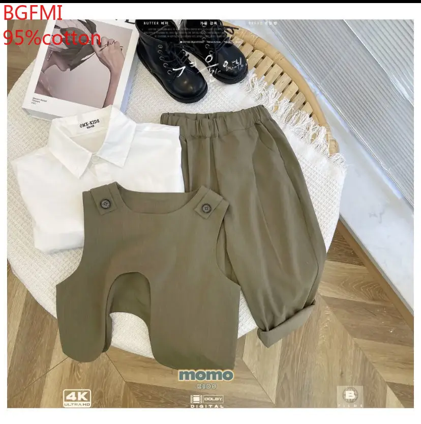 Spring Boys Clothing Set 2024  Casual Vest+ shirt+ Pant 3 PCS Set Kid Children Baby Toddler Boy Korea Blazer Clothes 2-10 Years