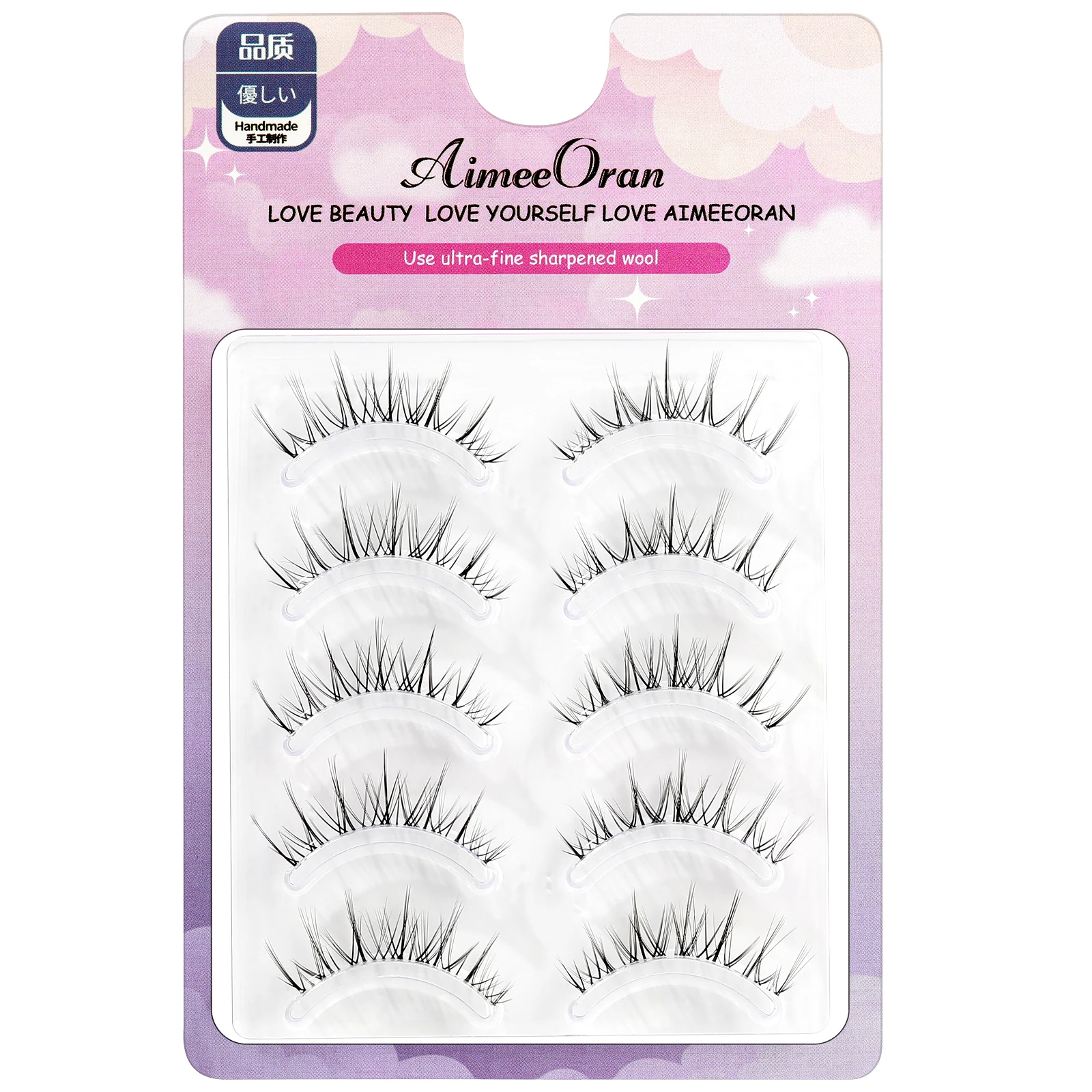 Cílios macios para mulheres, cílios fofos de várias camadas, volume natural, cílios longos e grossos, maquiagem dos olhos, maquiagem nua, 5 pares