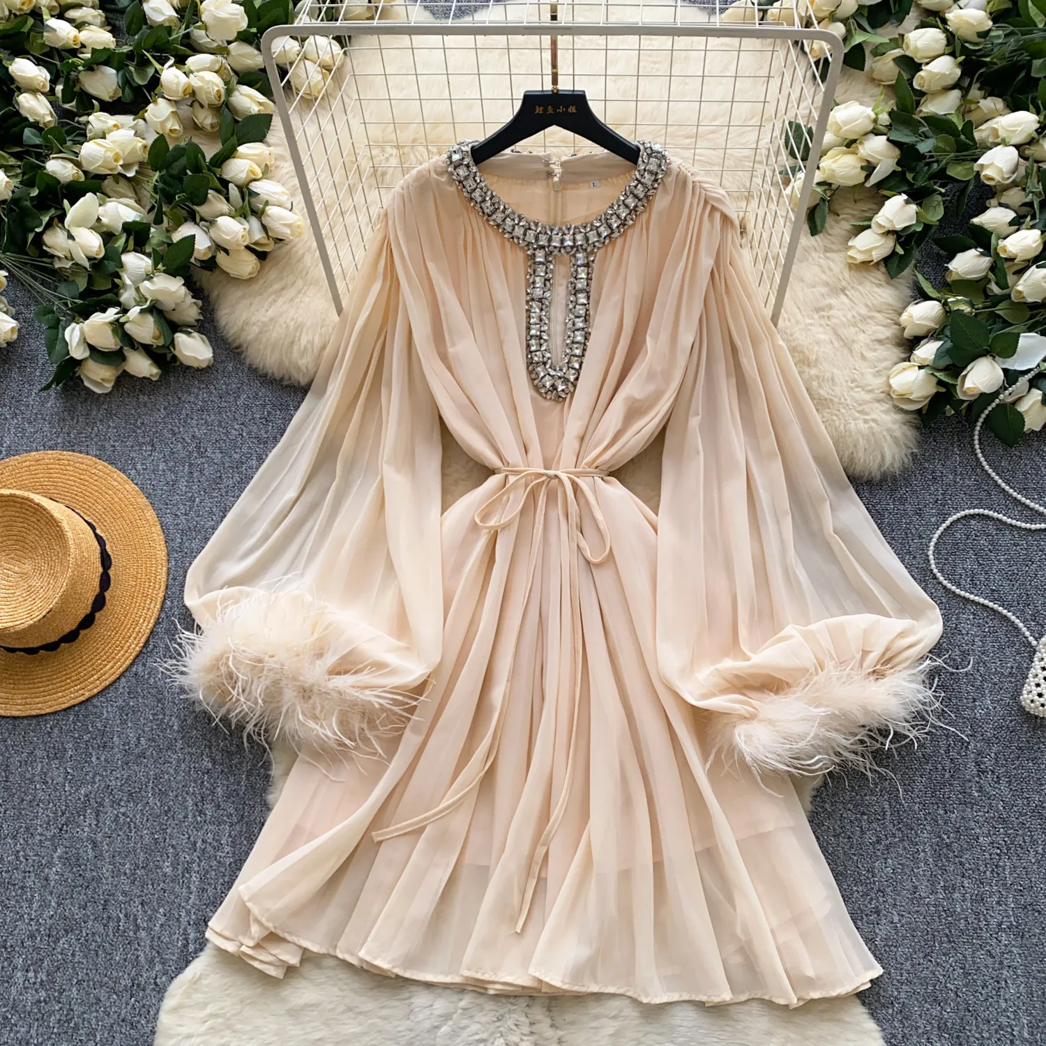 

Mid Length Dress Women Dresses Party Night Vestidos Y2k Streetwear Round Neck Full Sleeve Elegant Work Lace Up Tight Waist 2026