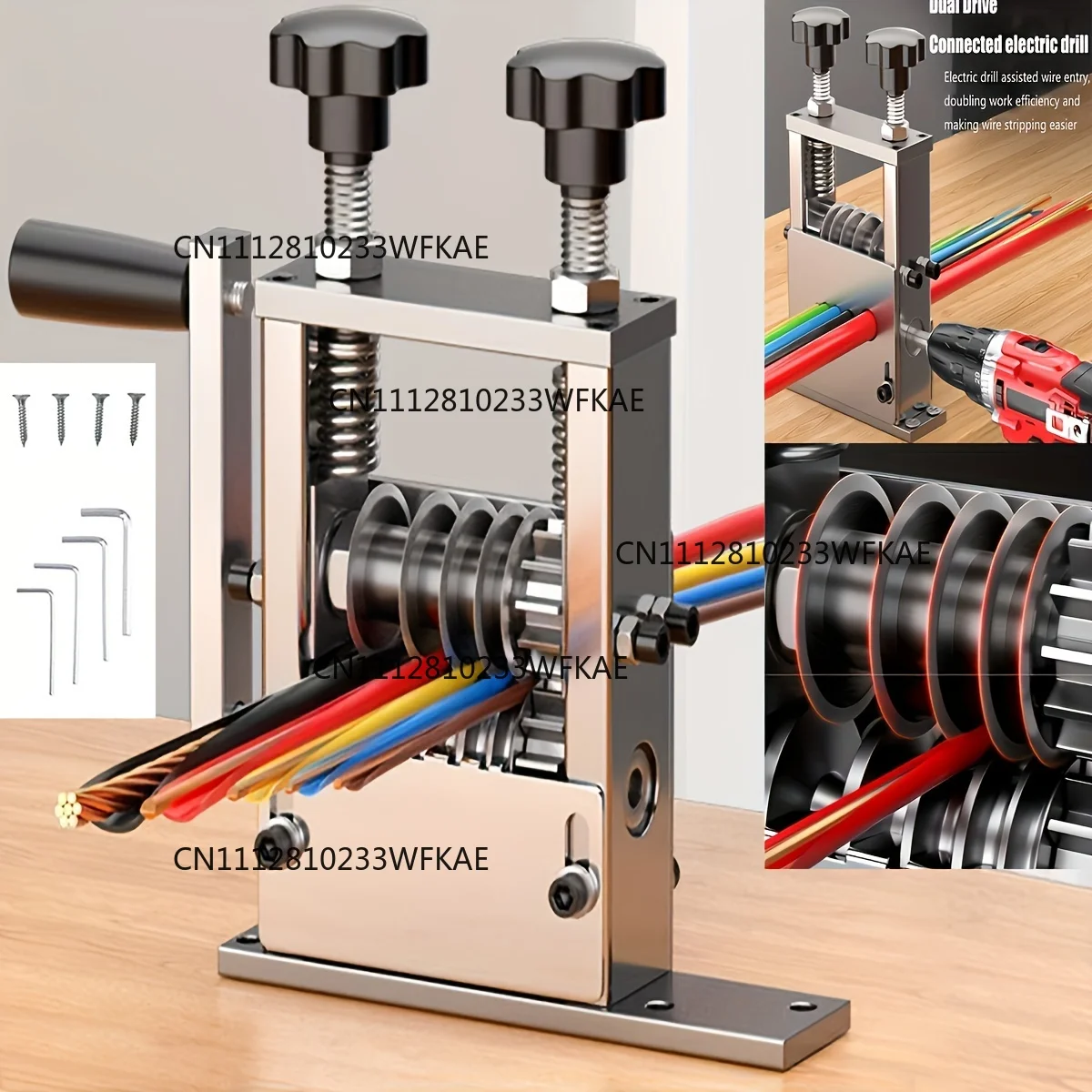 Manual Wire Stripping Machine, Wire Stripper Machine with Hand Crank Portable, Wire Stripping Tool Aluminum Construction