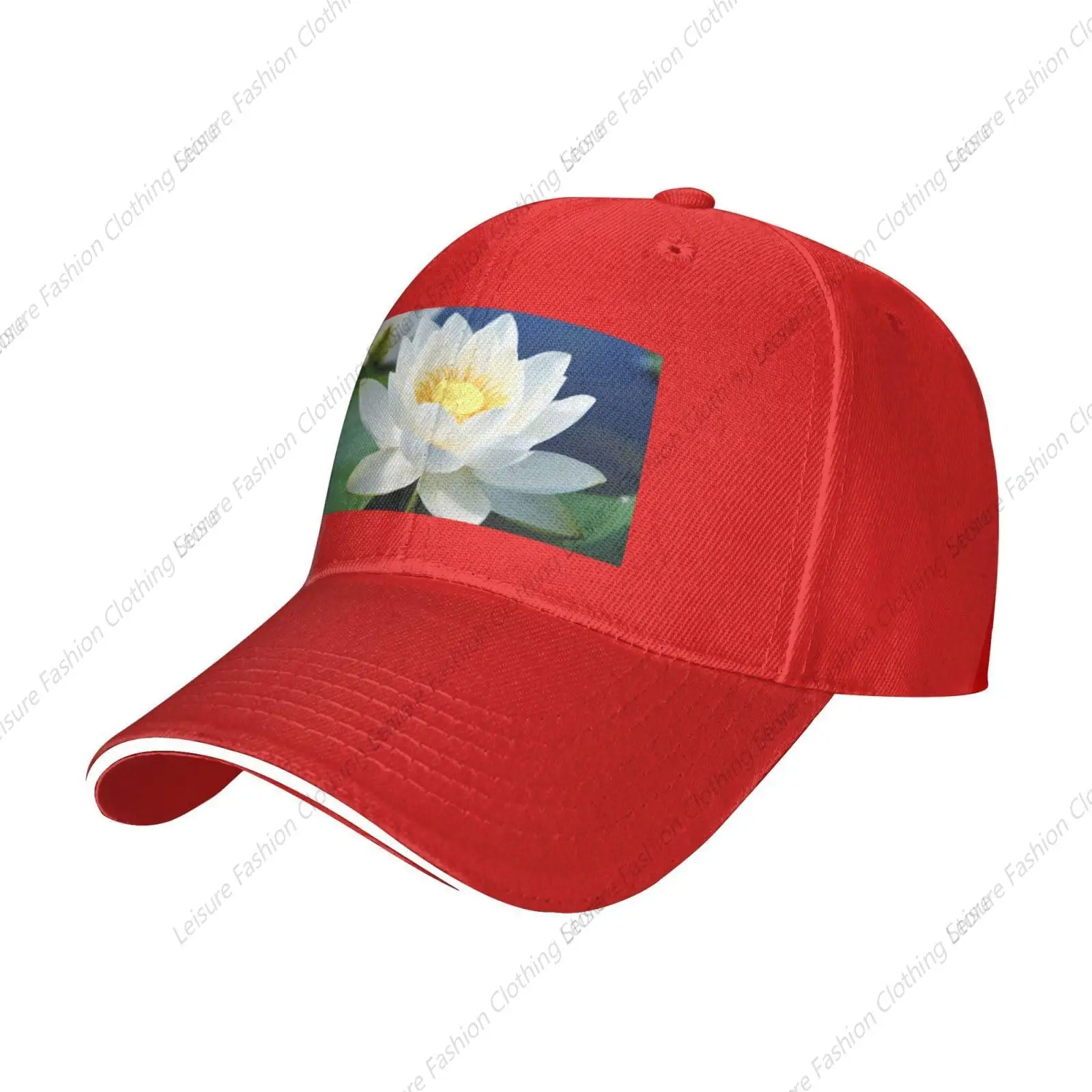 

Men and Women Baseball Hat White Lotus Flowers Printing Stylish Dad Cap Trucker Low Profile Hats Adjustable Washable