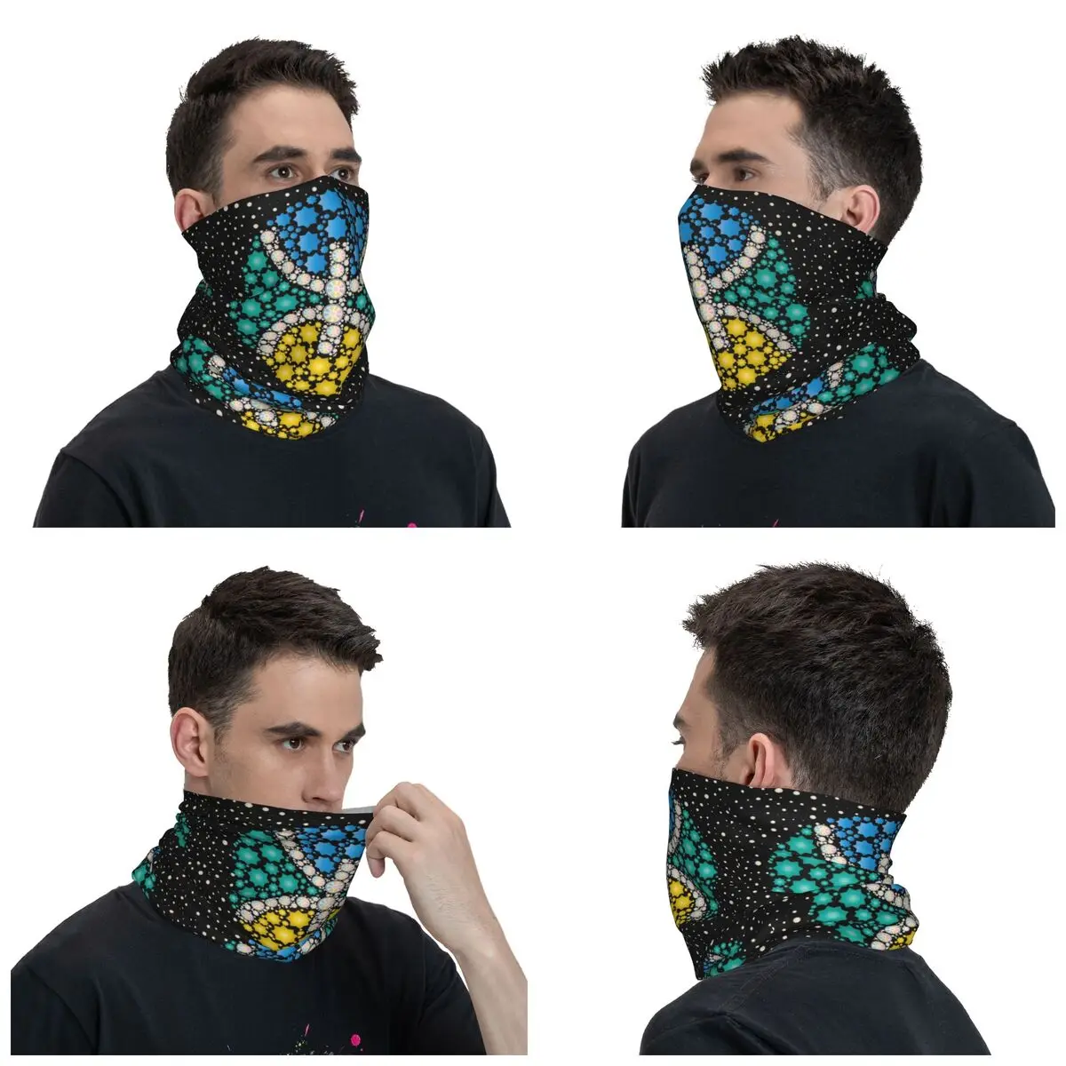 Custom Amazigh Berber Tifinagh Art Bandana Neck Gaiter for Hiking Wrap Scarf Ethnic Geometric Balaclava Warmer Face Scarf Cover