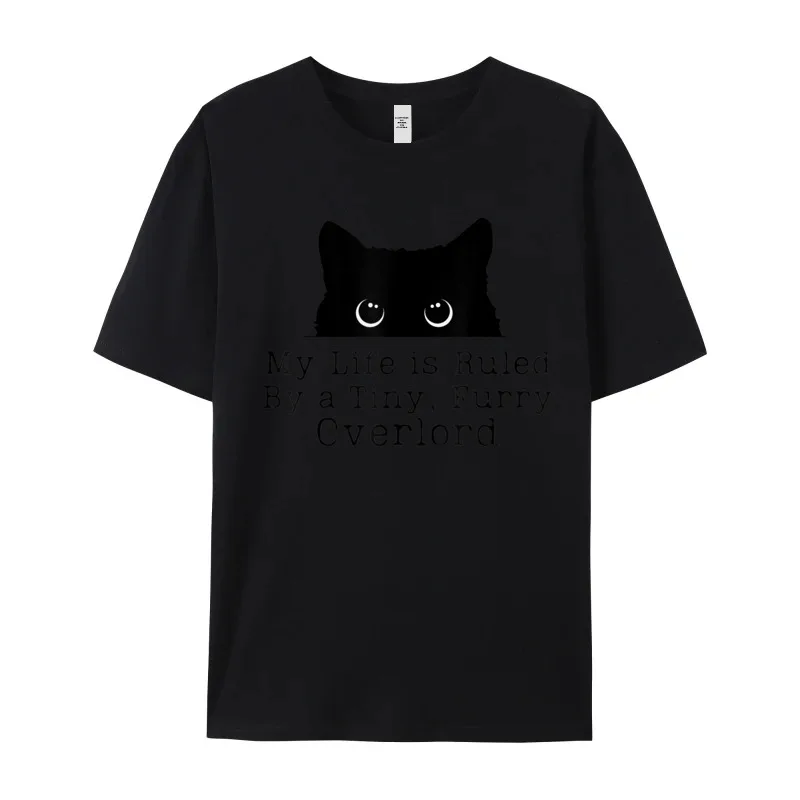 Vintage Cat Funny My Life is Slogan Short Sleeve VALENTINE DAY Tees Latest Round Collar 100% Cotton Tee-Shirt Adult T-Shirt