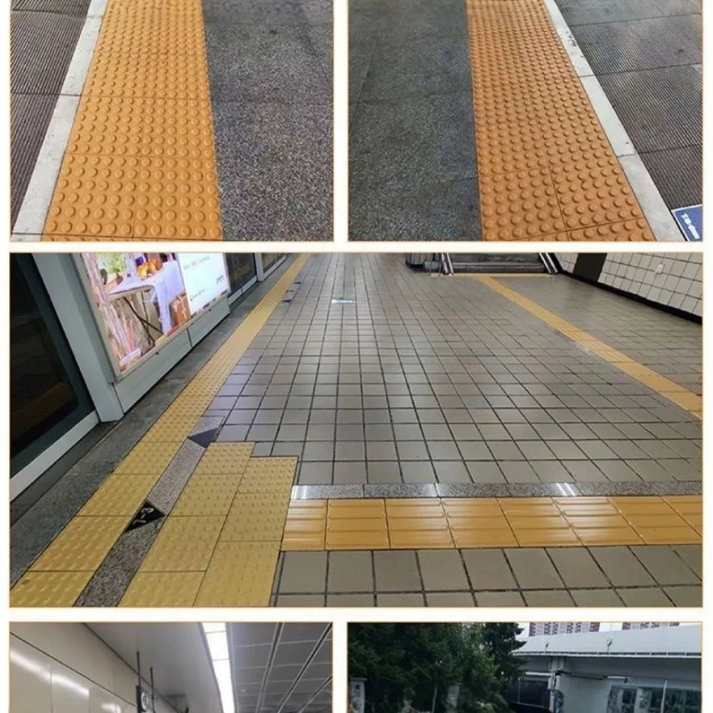 PVC Blind Road Brick Durable Tactile Paving Walkway Floor Stickers Safety Navigation Tiles For Roadway Pathway Street Sidewalk