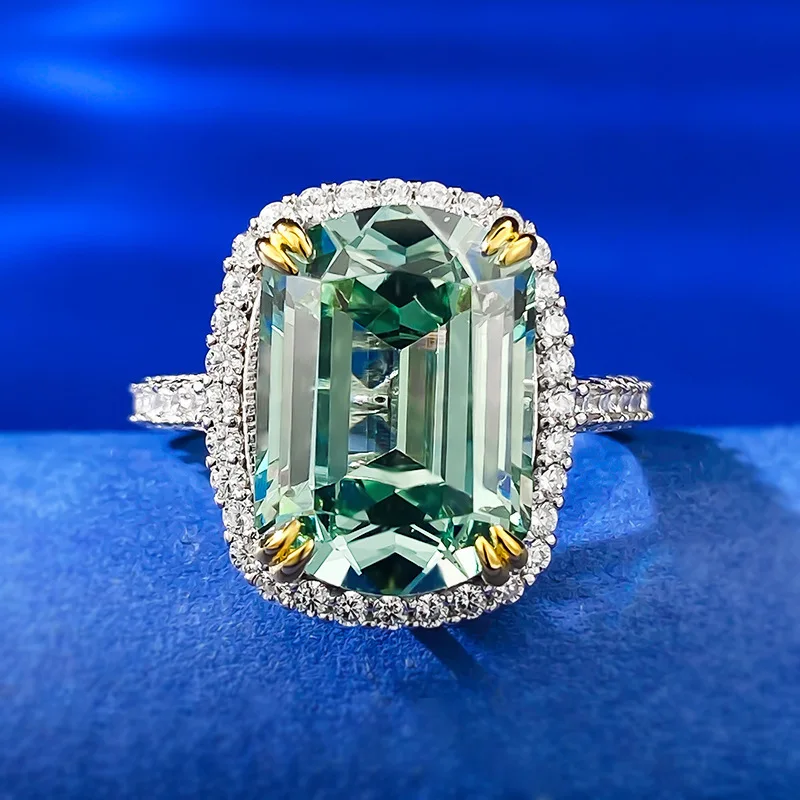 MINWEEN Luxury 7ct Peridot Diamond Ring with 100% 925 Silver for Women Wedding Band Fine Jewelry Gifts