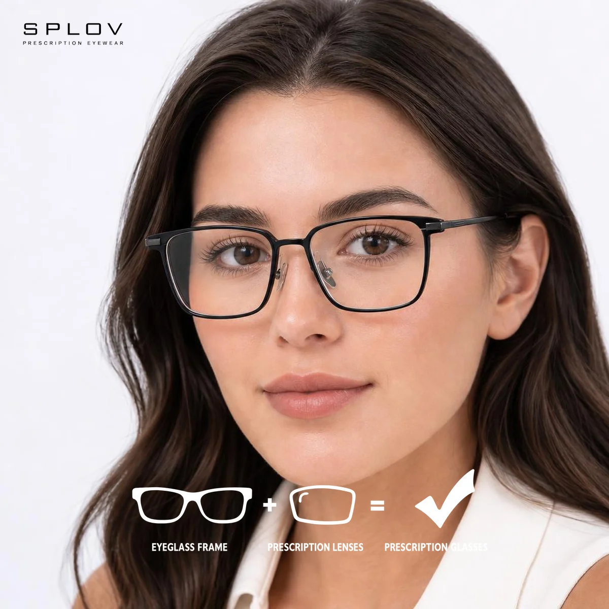 SPLOV Professional Custom Prescription Glasses Classic Rectangular Frame Anti-Blue Light Photochromic Optical Glasses