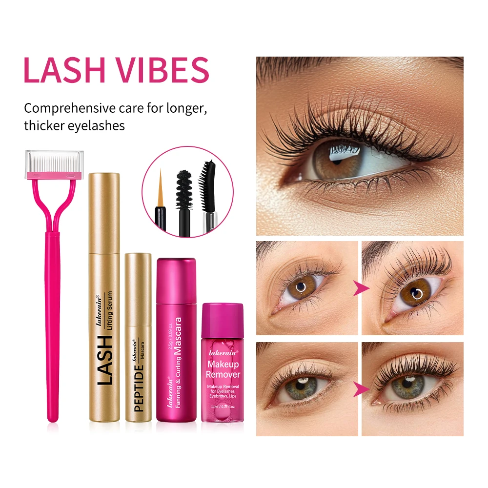 Lash Lifting Serum Set Peptide Mascara Fanning  Curling Mascara removes eye makeup Lash-separator eyelash extensions makeup set