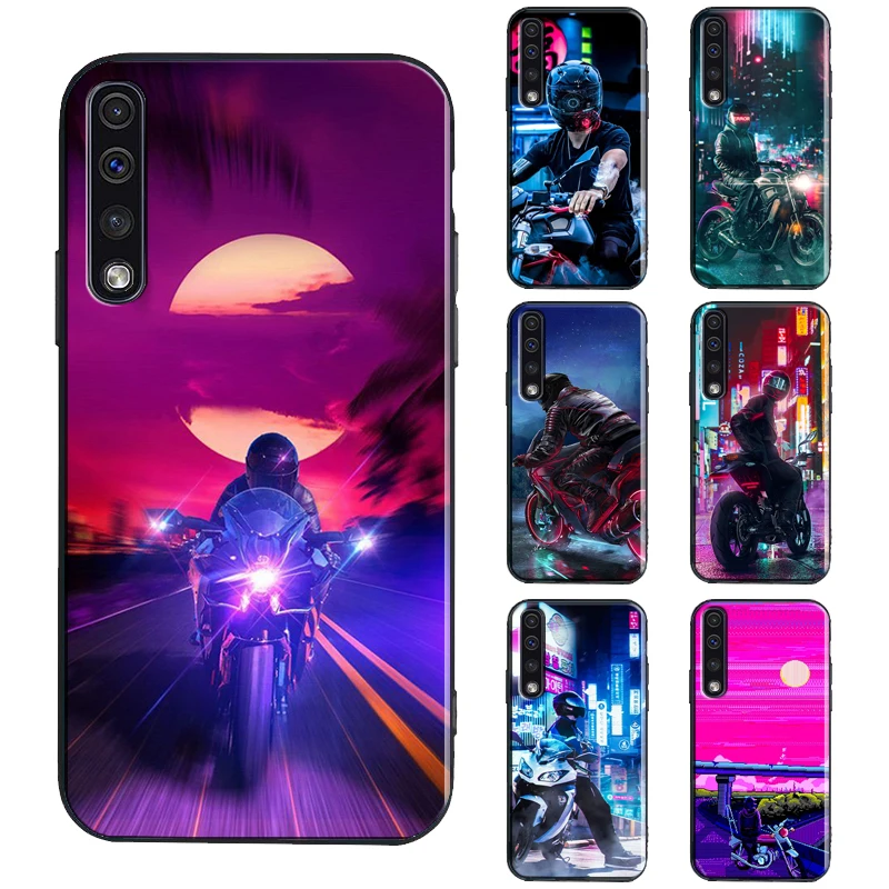 Neon Motorcycle Art Case For Samsung A51 A71 A11 A31 A41 A01 A02S A40 A50 A70 A21S A20e A12 A32 A52 A72 Cover