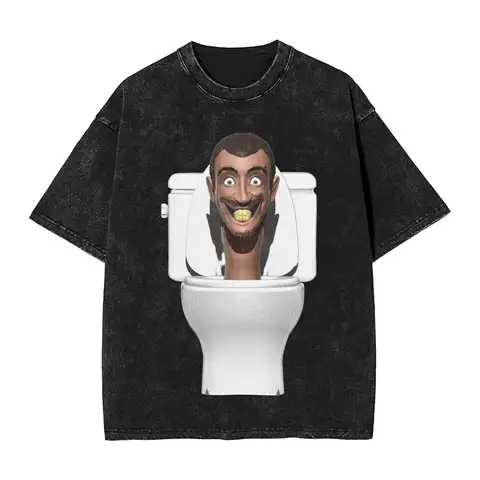 Mode Hip Hop Grafik Skibidi Toilette Sigma Ohio Gyatt Lustiges Meme 100er Baumwolle Bedrucktes T-Shirt Herren Damen Casual Extra Large